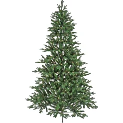 7Ft - 9Ft-National Tree Company 7.5Ft Pre-Lit Artificial Feel Real® Merryweather Fir Hinged Tree, 750 Clear Lights- Ul