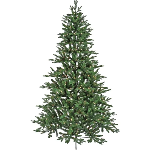 7Ft - 9Ft-National Tree Company 7.5Ft Pre-Lit Artificial Feel Real® Merryweather Fir Hinged Tree, 750 Clear Lights- Ul