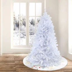 Warm White Led-National Tree Company 6.5Ft Pre-Lit Artificial Millville White Hinged Tree With Powerconnect , 400 Warm White Led Lights-Ul