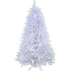 5Ft - 6Ft-National Tree Company 6.5Ft Pre-Lit Artificial Millville White Hinged Tree With Powerconnect , 400 Dual Color® Led Lights-Ul