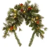 Christmas Greenery-National Tree Company Pre-Lit Artificial Mailbox Swag Decoration, Green, Wintry Pine, Led Lights, Decorated With Frosted Branches, Berry Clusters, Pine Cones, Christmas Collection, 3 Feet