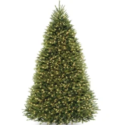Full-National Tree Company Pre-Lit Artificial Full Christmas Tree, Green, Dunhill Fir, Clear Lights, Includes Powerconnect And Stand, 9 Feet