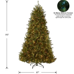 Full-National Tree Company Pre-Lit Artificial Full Christmas Tree, Green, Dunhill Fir, Clear Lights, Includes Powerconnect And Stand, 9 Feet