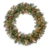 25" To 36" Wreath-National Tree Company Pre-Lit Artificial Christmas Wreath, Green, Crestwood Spruce, White Lights, Decorated With Pine Cones, Berry Clusters, Frosted Branches, Christmas Collection, 36 Inches