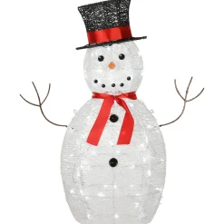 Christmas Outdoor Accessories-National Tree Company Pre Lit Sisal Snowman Decoration, Cool White Led Lights, Plug In, Christmas Collection, 36 Inches