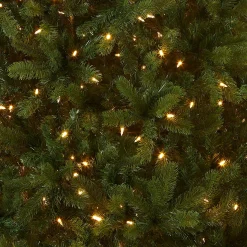 Full-National Tree Company Pre-Lit 'Feel Real' Artificial Full Downswept Christmas Tree, Green, Douglas Fir, Dual Color Led Lights, Includes Stand, 7.5 Feet