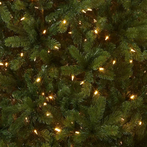 Full-National Tree Company Pre-Lit 'Feel Real' Artificial Full Downswept Christmas Tree, Green, Douglas Fir, Dual Color Led Lights, Includes Stand, 7.5 Feet