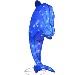 National Tree Company Home & Garden Decor^ Pre-Lit Blue Dolphin Outdoor Decoration, Led Lights, Plug In, Spring Collection, 40 Inches