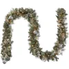 7' To 10' Garland-National Tree Company Pre-Lit Artificial Christmas Garland, Green, Pomegranate Pine, White Lights, Decorated With Ball Ornaments, Berry Clusters, Plug In, Christmas Collection, 9 Feet