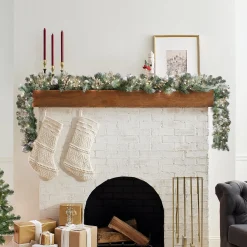 7' To 10' Garland-National Tree Company Pre-Lit Artificial Christmas Garland, Green, Pomegranate Pine, White Lights, Decorated With Ball Ornaments, Berry Clusters, Plug In, Christmas Collection, 9 Feet