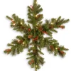Christmas Greenery-National Tree Company Pre-Lit Artificial Christmas Hanging Snowflake, Green, Crestwood Spruce, Decorated With Pine Cones, Berry Clusters, Christmas Collection, 32 Inches