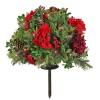Christmas Greenery-National Tree Company Pre Lit Artificial Urn Filler, Vienna Waltz, Decorated With Red Flower Blooms, Red Berry Clusters, Pine Cones, Warm White Led Lights, Battery Powered, Christmas Collection, 28 Inches