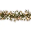 7' To 10' Garland-National Tree Company Pre-Lit 'Feel Real' Artificial Christmas Garland, Green, Liberty Pine, White Lights, Decorated With Pine Cones, Frosted Branches, Plug In, Christmas Collection, 9 Feet