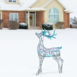 Christmas Outdoor Accessories-National Tree Company Pre Lit Iridescent Reindeer Decoration, Cool White Led Lights, Plug In, Christmas Collection, 48 Inches