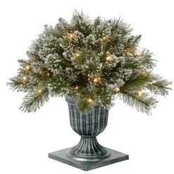 National Tree Company Topiaries / Shurbs^ Pre Lit Artificial Shrub, Glittery Bristle Pine, Decorated With Frosted Branches, Pine Cones, Twinkly Led Lights, Includes Stylish Black Base, Plug In, Christmas Collection, 24 Inches