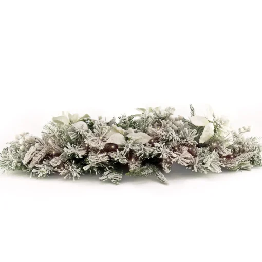 Christmas Greenery-National Tree Company , Pre-Lit Artificial Christmas Swag Frosted Colonial Mantle Swag, White Led Lights, Battery Powered, 3 Ft