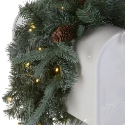 Christmas Greenery-National Tree Company Pre-Lit Artificial Mailbox Swag Decoration, Green, Arctic Spruce, Led Lights, Decorated With Pine Cones, Christmas Collection, 3 Feet