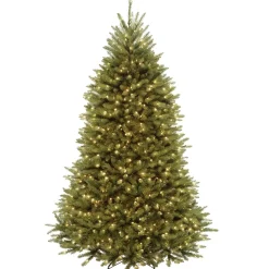 Dual Color-National Tree Company Pre-Lit Artificial Full Christmas Tree, Green, Dunhill Fir, Dual Color Led Lights, Includes Stand, 7.5 Feet