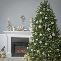 Dual Color-National Tree Company Pre-Lit Artificial Full Christmas Tree, Green, Dunhill Fir, Dual Color Led Lights, Includes Stand, 7.5 Feet