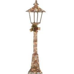 Christmas Outdoor Accessories-National Tree Company Pre Lit Champagne Vine Lamppost Decoration, Clear Lights, Plug In, Christmas Collection, 60 Inches