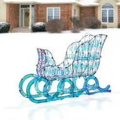 Christmas Outdoor Accessories-National Tree Company Pre Lit Iridescent Santa Sleigh Decoration, Strung With 105 Cool White Led Lights, Plug In, Christmas Collection, 26 Inches