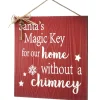 Christmas Accessories-National Tree Company Santa'S Key Door Christmas Sign, Red With White Lettering And Decorative Ornate Key, Stars And Snowflakes, Hanging Loop, 10 In