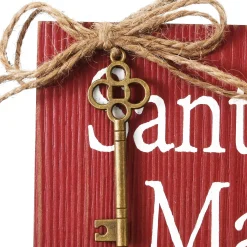 Christmas Accessories-National Tree Company Santa'S Key Door Christmas Sign, Red With White Lettering And Decorative Ornate Key, Stars And Snowflakes, Hanging Loop, 10 In