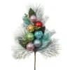 Christmas Accessories-National Tree Company Snowy Pine Decorated Branch Spray With Snow Covered Bristles, Gold Sprouts, Christmas Collection 29 In