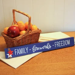 Patriotic Accessories-National Tree Company Patriotic Family-Fireworks-Freedom Table Decoration Wood Construction 4Th Of July Collection 7 Inches