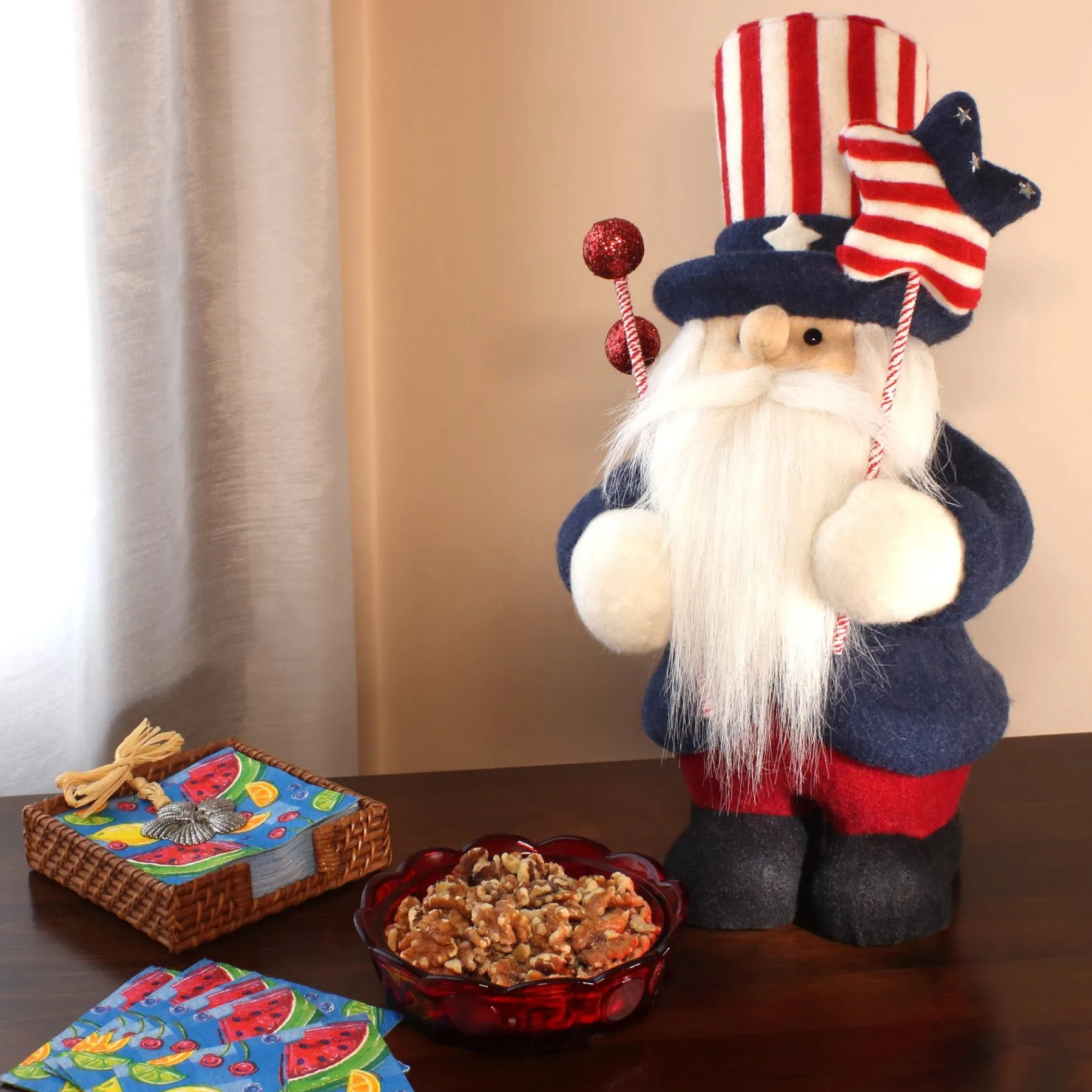 Patriotic Accessories-National Tree Company Patriotic Gnome Decoration, Red, Decorated In Red, White And Blue Attire, Fourth Of July Collection, 18 Inches