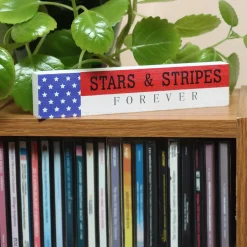 Patriotic Accessories-National Tree Company Patriotic Stars & Stripes Forever Table Decoration Wood Construction 4Th Of July Collection 19 Inches