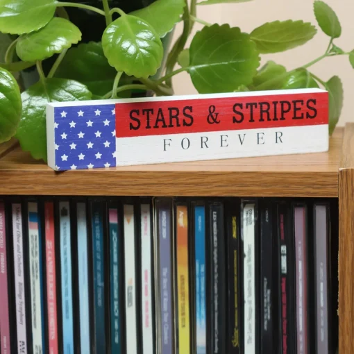 Patriotic Accessories-National Tree Company Patriotic Stars & Stripes Forever Table Decoration Wood Construction 4Th Of July Collection 19 Inches