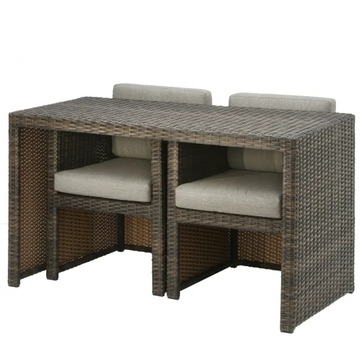 Patio Sets-National Tree Company 3-Piece All-Weather Wicker Balcony Set