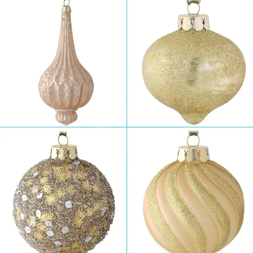 Christmas Ornament-National Tree Company 20-Piece Christmas Tree Ornament Set, Yuletide Glam Collection