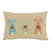 Easter Textile-National Tree Company Plaid Bunnies Decorative Pillow, Beige, Easter Collection, 18 Inches