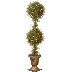 National Tree Company Topiaries / Shurbs^Pre-Lit 60" Artificial Mini Tea Leaf Two-Ball