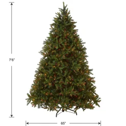 7Ft - 9Ft-National Tree Company Pre-Lit Artificial Christmas Tree, Green, Jersey Fraser Fir, 'Feel Real', Multi-Color Lights, Includes Stand, 7.5 Feet