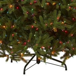 7Ft - 9Ft-National Tree Company Pre-Lit Artificial Christmas Tree, Green, Jersey Fraser Fir, 'Feel Real', Multi-Color Lights, Includes Stand, 7.5 Feet