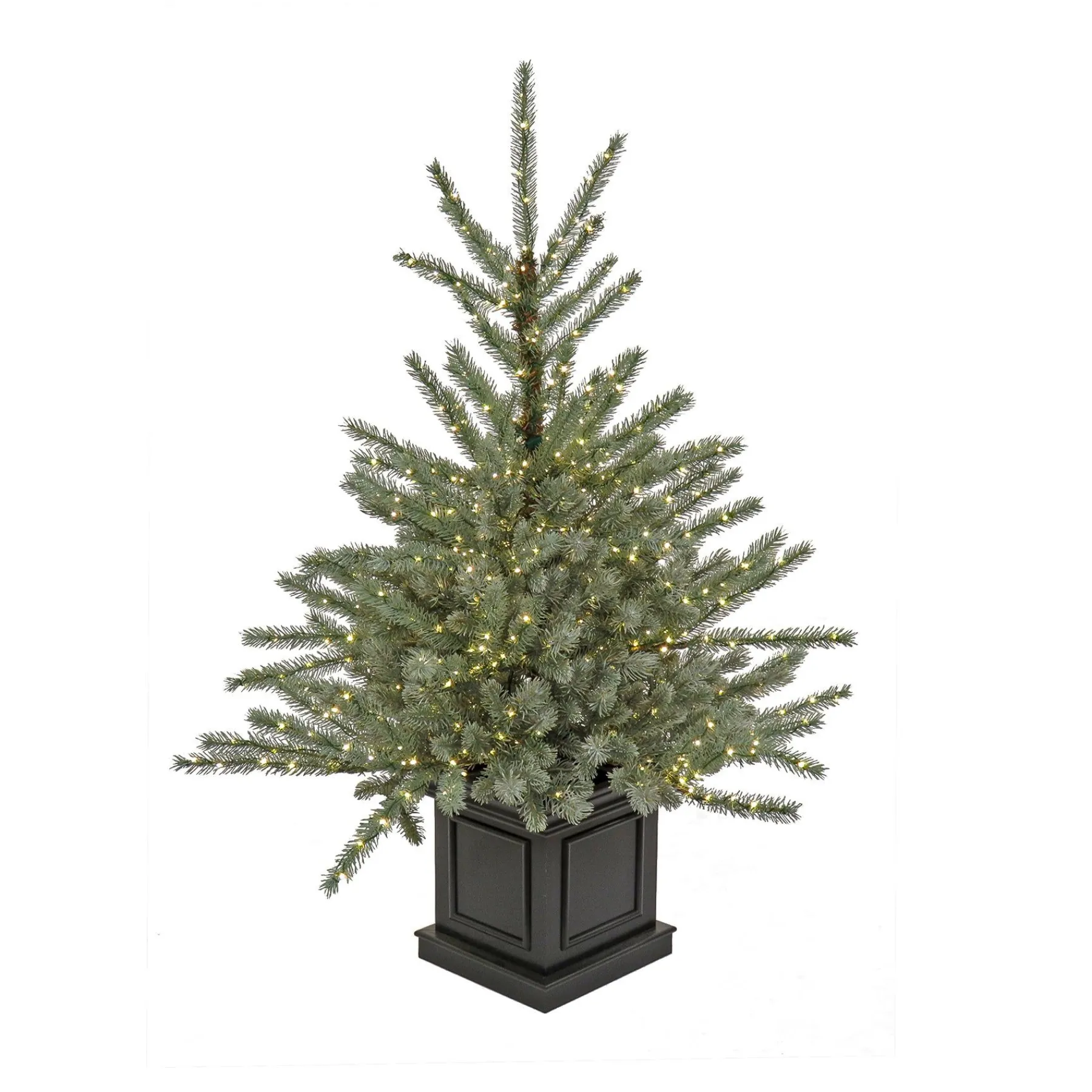 Clear-National Tree Company Pre-Lit Artificial Christmas Entrance Tree, Blue Evergreen , Dual Rice Led Lights, Plug In, 48 In