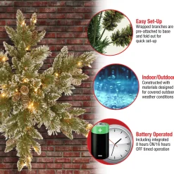 Christmas Greenery-National Tree Company Pre-Lit Artificial Christmas Star Wreath, Green, Glittery Bristle Pine, White Lights, Decorated With Pine Cones, Frosted Branches, Christmas Collection, 32 Inches