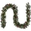7' To 10' Garland-National Tree Company Pre-Lit Artificial Christmas Garland, Green, Crestwood Spruce, White Lights, Decorated With Pine Cones, Berry Clusters, Battery Operated, Christmas Collection, 9 Feet
