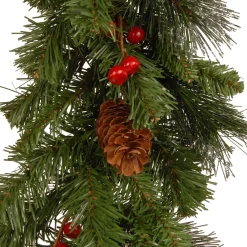 7' To 10' Garland-National Tree Company Pre-Lit Artificial Christmas Garland, Green, Crestwood Spruce, White Lights, Decorated With Pine Cones, Berry Clusters, Battery Operated, Christmas Collection, 9 Feet