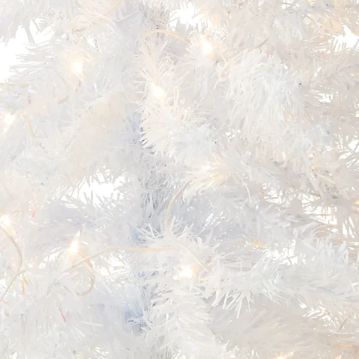 5Ft - 6Ft-National Tree Company Pre-Lit Artificial Christmas Tree, White Tinsel, White Lights, Includes Stand, 4 Feet