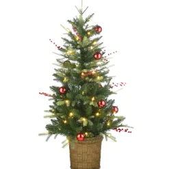 Slim-National Tree Company Pre-Lit Artificial Christmas Entrance Tree, Scotch Creek Fir, With Warm White Led Lights, Plug In, 4 Ft