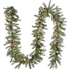 7' To 10' Garland-National Tree Company Pre-Lit Artificial Christmas Garland, Green, Morgan Spruce, White Lights, Decorated With Pine Cones, Snowy Branches, Plug In, Christmas Collection, 9 Feet