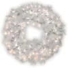 25" To 36" Wreath-National Tree Company Pre-Lit Artificial Christmas Wreath, White, Wispy Willow, White Lights, Christmas Collection, 30 Inches