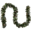 7' To 10' Garland-National Tree Company Pre-Lit Artificial Christmas Garland, Green, Carolina Pine, White Lights, Decorated With Pine Cones, Plug In, Christmas Collection, 9 Feet