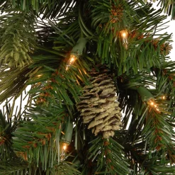 7' To 10' Garland-National Tree Company Pre-Lit Artificial Christmas Garland, Green, Carolina Pine, White Lights, Decorated With Pine Cones, Plug In, Christmas Collection, 9 Feet