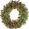 Over 37" Wreath-National Tree Company Pre-Lit Artificial Christmas Wreath, Green, Carolina Pine, White Lights, Decorated With Pine Cones, Christmas Collection, 24 Inches
