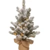 Slim-National Tree Company Pre-Lit Artificial Christmas Tree, Green, Snowy Sheffield Spruce, White Led Lights, Includes Cloth Bag Base, Battery Operated, 24 Inches